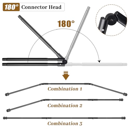 Bay Window Curtain Rods, U shaped Adjustable Curved Curtain Rods for Windows 59 to 184 Inches, Black 1 inch Renter Friendly Heavy Duty Curtain Rods with Brackets for Bedroom, Living Room Curtains
