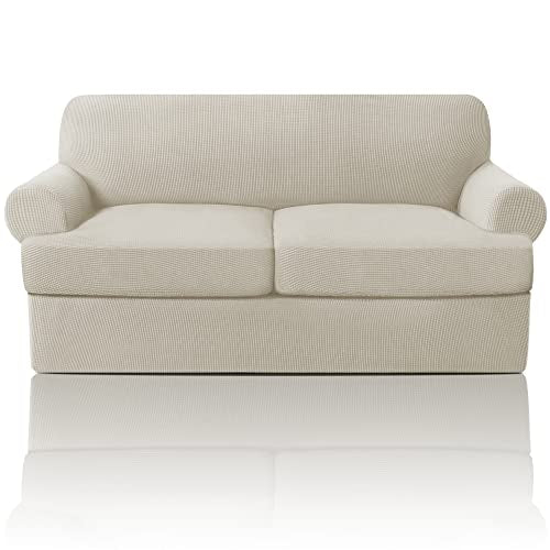 PrinceDeco Stretch Loveseat Sofa Cover Bundle T Cushion Loveseat Slipcover, Island Fossi