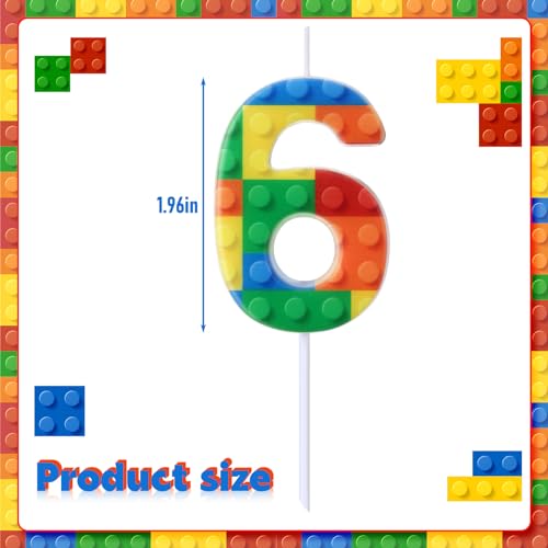 Rossesay Building Block Number 0-9 Birthday Cake Candle Numeral Birthday Sparkler Candles for Building Block Cake Topper for Party Decorations Supplies(Number 6)