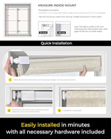 UNISHADES No Tools No Drill Cordless Roman Shades for Indoor Windows 100% Blackout, for Window Size 35" W × 64" H Beige