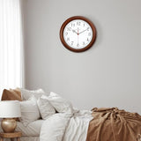 Lafocuse 12 Inch Silent Solid Wood Wall Clocks Battery Operated, Analog Brown Wall Clock for Living Room Decor, Retro Kitchen Clock for Bedroom Home Office