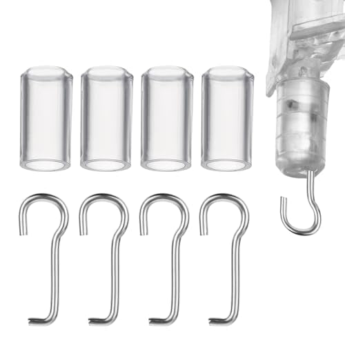 Blinds Replacement Parts, 4 Set Mini Blinds Wand Replacement with Hook Horizontal Wand Wire and Sleeve Collar for Horizontal Blind Repair Parts with 1 in Square Headrails for Window Opener Accessory