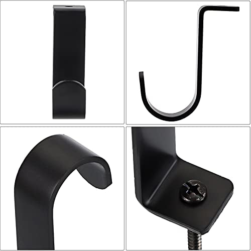 Sumnacon 3Pcs Ceiling Mount Curtain Rod Brackets,Metal Single Ceiling Curtain Rod Holder for 5/8-1 Inch Rod,Sturdy Curtain Rod Hooks for Living Room Bedroom Drapery Rod, Black