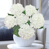 6PCS White Hydrangea Artificial Flowers, Bulk Silk Fake Flower with Stems, Faux Hydrangeas Bouquets for Home Décor, Wedding, Party, and Office Table Centerpieces.
