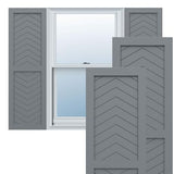 18"W x 32"H True Fit PVC Two Panel Chevron Modern Style Fixed Mount Shutters, Ocean Swell (Per Pair - Hardware Not Included)