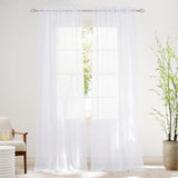 NICETOWN White Sheer 96 inches Long Curtains for Living Room, Rod Pocket Lightweight Drapes Voile Sheer Air & Breathable Window Treatments for Bedroom, W42 x L96, 2 Panels