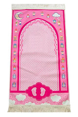 ihvan online, Muslim Prayer Rug for Kid, Islamic Gifts Praying Mat for Kids, Kids Prayer Mat, Design Janamaz Sajadah, Soft Salah Mats Carpet for Kid, Travel Praying Rug, Patterned Pink-2