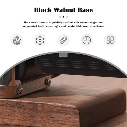 VBESTLIFE Retro Digital Flip Down Clock, Battery Powered Internal Gear Operated Clock, Classic Mechanical, Black Walnut Base, for Home & Office Decor(Black)