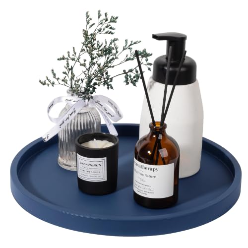 Silicone Bathroom Tray Coffee Table Decor Perfume Organizer, 11" Dark Blue