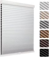 MYshade Cordless Blackout Cellular Shades, 1.5" Honeycomb Window Blinds for Bedroom & Nursery, Thermal Insulated, Noise Reducing, Privacy Shades, Inside or Outside Mount (35" W x 64" H, White)