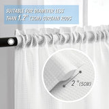 Home Queen White Waffle Bathroom Window Curtains, Water Repellent Rod Pocket Kitchen Drapes for Small Window, 2 Panels, 36 W X 45 L Inch Each