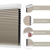Changshade Cordless Cellular Shades, Blackout Room Darkening Black Out Honeycomb Blinds for Indoor Windows Bedroom, Pull Down Pleated Accordion Blind Easy Install, Shade Size 44" Wx72 H, Beige