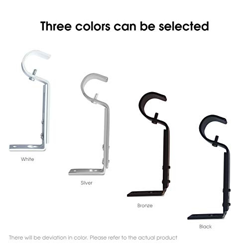 IHRDNNR Curtain Rod Holders Heavy Duty Adjustable Rod Brackets for 7/8 or 1 Inch Rods, Set of 3 (White)