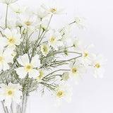 2 Pcs Artificial Fake Flowers Plants Cosmos Silk Flower Arrangements Wedding Bouquets Decorations Plastic Floral Table Centerpieces for Home Kitchen Garden Party Decor Approx 23.6'' High - White