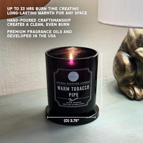 DW Home Warm Tobacco Pipe Scented Candle for Home, 9 oz, Copper Lid Single Wick Candle Jar, Up to 33H Burn Time, Luxury Scented Candle for Relaxation, Gifting, Home Decor