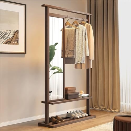 Full-Length Mirror Home Dressing Mirror Hanger Chinese Style Coat Rack with Mirror Full Body Mirror Home Bedroom Fitting Mirror Hanger Full Length Floor Mirror (88cm)