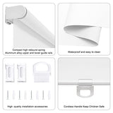 Sunoff Blackout Roller Shades Blinds Cordless for Windows Pull Down Room Darkening Door Blinds with Thermal Insulated Easy to Install for Living Room,Bedroom,Home,Office Bathroom White 23" W x 72" H