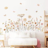 decalmile Boho Flower Wall Decals Wildflower Floral Dandelion Grass Wall Stickers Baby Nursery Girls Bedroom Kids Room Wall Decor