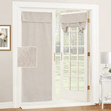 RYB HOME Tricia Room Darkening Curtains for French Door, Nature Linen Blended Privacy Roll Up Door Curtains and Drapes Blinds for Sightseeing and Window Decor, W26 x L69 inch, 1 Pc, Khaki