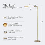 Brightech Leaf Pharmacy LED Reading Lamp, Dimmable Floor Lamp with Easy Rotation over Chair or Desk for Living Rooms & Offices, Adjustable Standing Tall Lamp, For Sewing & Crafts, Antique Brass (Gold)