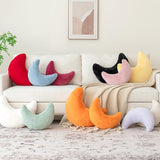 Moon Pillow, Decorative Throw Pillows with Soft Faux Rabbit for Bed Couch, Moon Shaped Pillows Plush Floor Cushions Room Decor Pillow for Sofa Bedroom Living Room