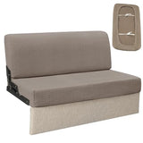 RV Couch Covers for Sofa Bed - 2-Piece Stretchable Backrest & Seat Covers for Jackknife Sleeper Sofas (Khaki)