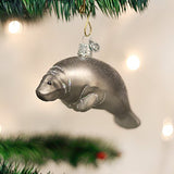 Old World Christmas Manatee Glass Blown Ornament for Christmas Tree, Handcrafted Holiday Decoration, Sea Collection