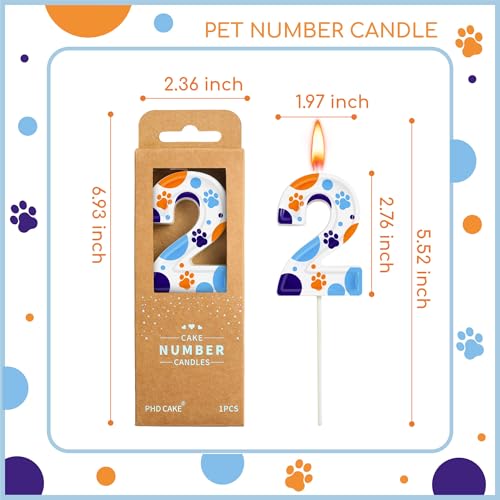 PHD CAKE 2.76 Inch Number 2 Dog Birthday Candles, Blue Dog Number Candles, Cake Number Candles, Party Celebration, Style Candle