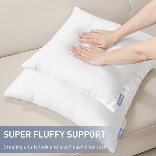 Leeden 12x20 Pillow Inserts Pack of 2, Fluffy Lumbar Throw Pillow Inserts, Soft Rectangle Decorative Throw Pillows for Couch, Sofa, Bed, and Home Decor White Pillows