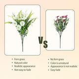 Artificial Flowers for Outdoors 12 Bundles White Artificial Petunias Fake Flowers UV Resistant Shrubs Plants with Fern for Indoor Outside Hanging Planters Home Garden Spring Summer Decorations