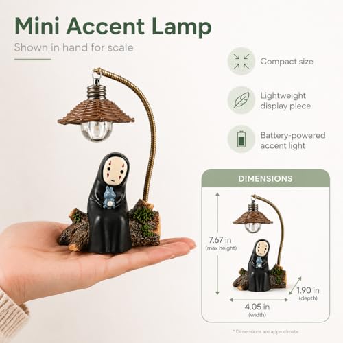 No Face Lamp, No Face Night Light, Mini Resin Anime Desk Lamp, Battery Operated Cute Room Decor Gift for Bedroom Shelf Office