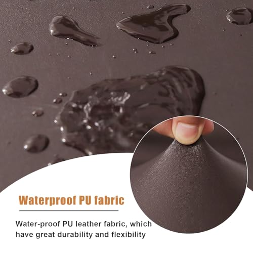 PU Leather Armless Sofa Cover Waterproof Futon Covers Full Size Furniture Protector Sofa Bed Slipcovers for Living Room Brown Medium