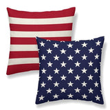 4th of July Pillow Covers 18 x 18 Inch Set of 2 Patriotic Red Stripe Navy Blue Stars Throw Pillows Independence Day Memorial Day Outdoor Decorative Pillowcase Linen Cushion Cases for Bed Sofa Couch