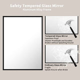 LOAAO 22"X30" Black Rectangle Bathroom Mirror Wall, Matte Black Aluminum Alloy Frame, Hangs Vertically or Horizontally, Easy to Install