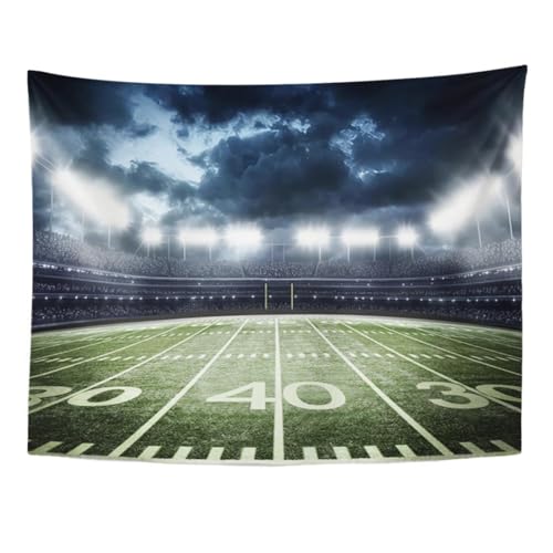 Emvency Tapestry Stadium Football Stadium Field Light Night Football Turf Home Decor Wall Hanging for Living Room Bedroom Dorm 60x80 Inches
