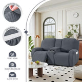TAOCOCO Loveseat Recliner Cover with Middle Console, Stretch Loveseat Cover for 2 Seat Recliner Couch, Jacquard Reclining Sofa Covers Loveseat Slipcover Furniture Protector, Grey