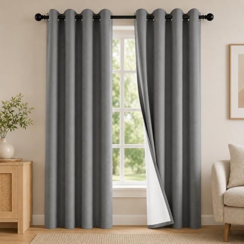 2 Panels 100% Blackout Curtains, Midweight Thermal Insulated Grommet Drapes for Bedroom Living Room, Light Blocking Window Treatment, Pack of 2, 54x84 Inches, Charcoal Grey