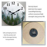 XFM Small Wooden Wall Clock Forest Tree Battery Operated Clocks MDF Silent Non-Ticking Wallclock 10 Inch Misty Forest Decorative Round Wall Clocks for Bathroom Decor