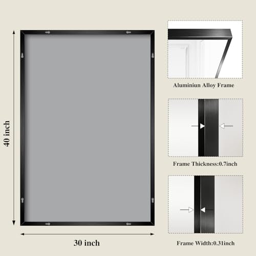 Koonmi Black Mirrors for Wall, 30x40 Inch Bathroom Mirror, Rectangular Wall Mirror for Living Room Bedroom Bathroom, Hangs Horizontally or Vertically