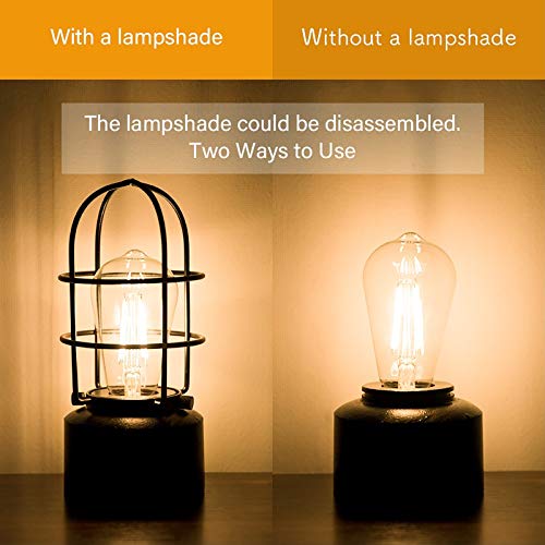 𝗦𝗺𝗮𝗹𝗹 𝗧𝗼𝘂𝗰𝗵 𝗧𝗮𝗯𝗹𝗲 𝗟𝗮𝗺𝗽 for Small Spaces - 3 Way Dimmable Industrial Bedside Lamp - Steampunk Antique Nightstand Desk for Bedroom, Living Room (Bulb Included)