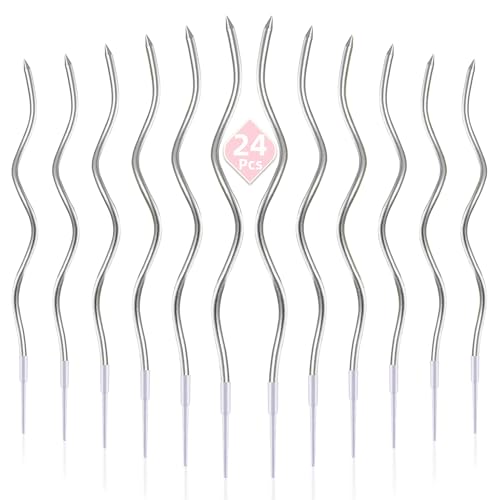 PHD CAKE 24-Count Silver Spiral Long Thin Birthday Candles, Cake Candles, Birthday Parties, Wedding Decorations, Party Candles