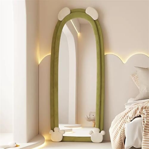 Decorative Full-Length Mirror, Floor, Bear Dressing, Clothing Store Fitting, Home Bedroom for Living Room(Green)
