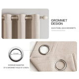 MIULEE 100% Blackout Linen Textured Curtains for Bedroom Solid Thermal Insulated Natural Beige Grommet Room Darkening Curtains & Drapes Luxury Decor for Living Room 52 x 84 Inch (2 Panels)