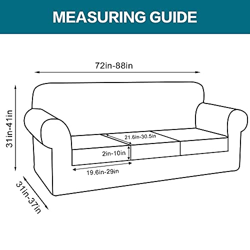 Turquoize 4 Piece Sofa Covers for 3 Cushion Couch Sofa Slipcover Soft Couch Cover for Dogs-Washable Sofa Furniture Covers with 3 Individual Cushion Covers, Jacquard Fabric (3 Cushion Sofa, Gray)