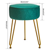 IBUYKE Makeup Vanity Stool, Velvet Round Footrest Ottoman, Green LG-30L