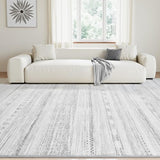 5x7 Area Rugs for Living Room Machine Washable Rug Distressed Indoor Carpet Neutral Moroccan Boho Rug Ultra Soft Area Rug for Bedroom Dining Room Playroom Office, Grey