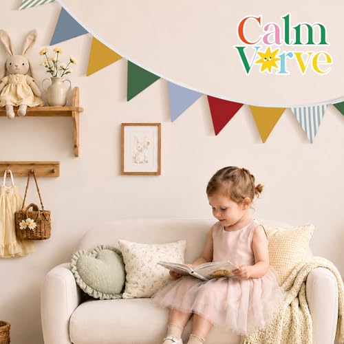 Playroom Wall Decor Pennant Banner Flags 5.5Ft, Classroom Pennant Banner, Nursery Baby Girls Boys Banner Toddler Room Decor for Kids Bed Birthday Party Baby Shower