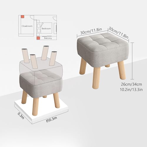 Multi-Functional Pouf with Footrest Small Upholstered Ottoman for Shoe Changing Coffee Table Makeup Vanity Leather Stool Green 30x30x26cm