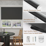 MYshade Blackout Cordless Roller Shades, Room Darkening Free-Stop Roll Up Blinds for Windows, Pull Down Blocking Blind for Home and Office, Easy to Install, 30" W X 72" H, Black