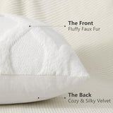 decorUhome Summer Throw Pillow Covers 18x18 Inch Set of 2, Soft Plush Faux Fur Wool Cream White Accent Couch Pillow Covers for Modern Farmhouse Bed Sofa Living Room